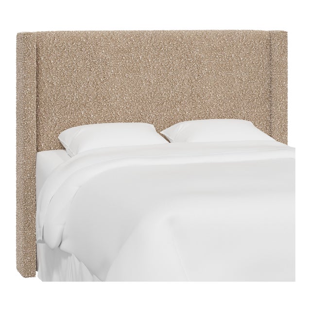 Red from Scalamandre crafted by Cloth & Company Queen Hudson Headboard in Plush Boucle Camel For Sale