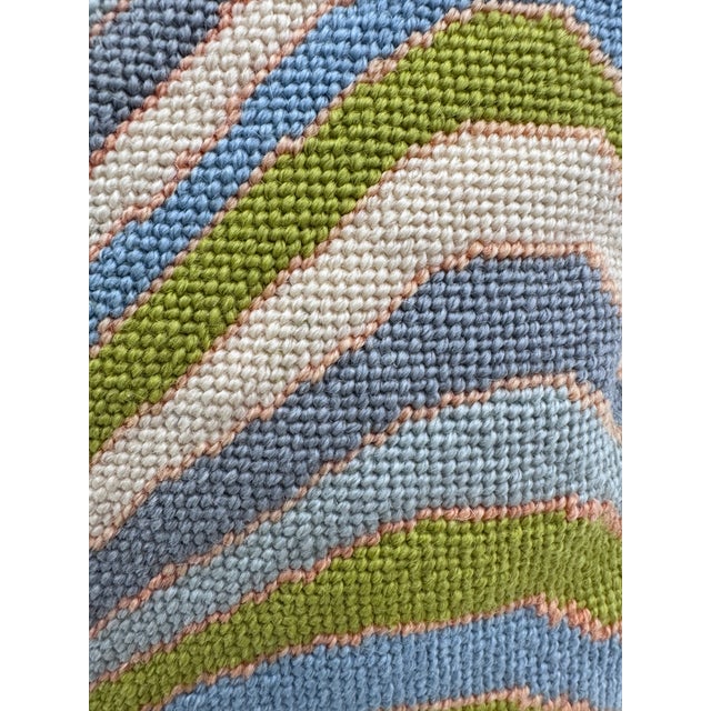 Vintage 1970s Abstract Swirl Needlepoint Pillow With Burnt Orange Velvet Back For Sale - Image 4 of 5