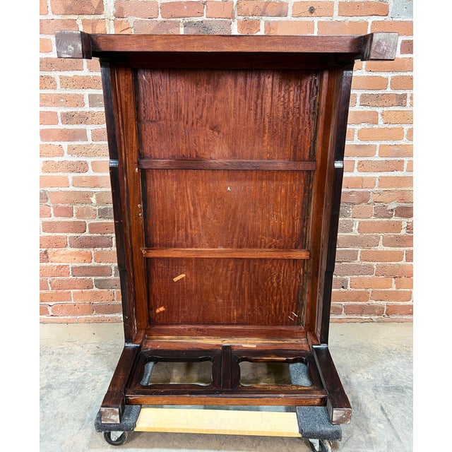 Vintage 1930's Ming Style Burma Padauk Wood Coffee Table With Chinese Scrollwork For Sale - Image 11 of 12