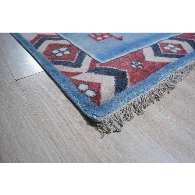 6x9 Blue Hand-Knotted Wool Figurative Sky Pattern Classic Traditional Carpet Rug For Sale - Image 4 of 7