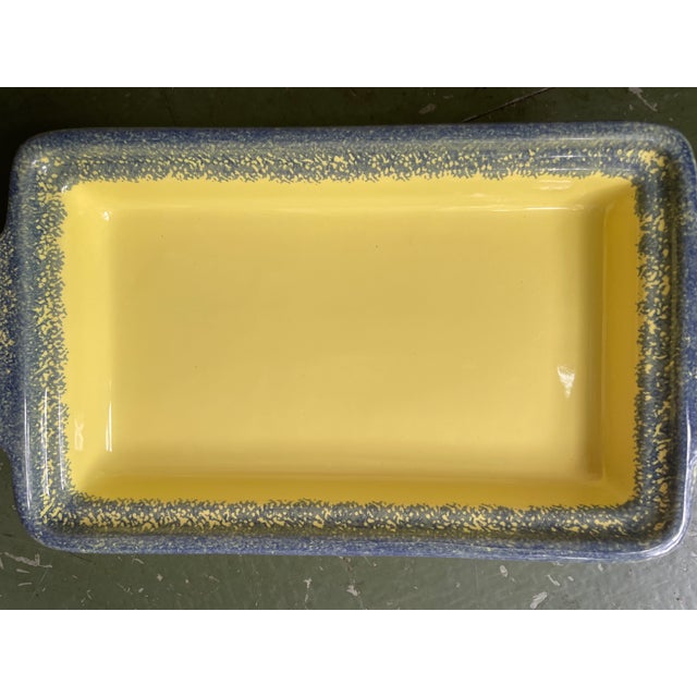 1930s Henriot Quimper French Faience Soleil Yellow Rectangular Covered Butter Dish For Sale - Image 10 of 12