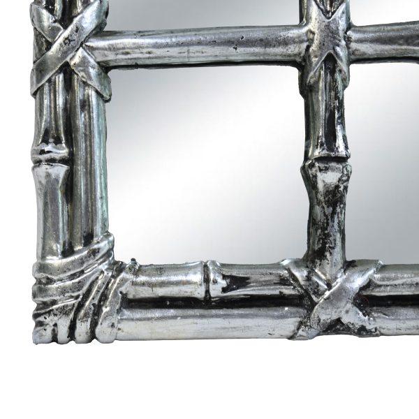 Hollywood Regency Faux Bamboo Silverleaf Mirror For Sale - Image 3 of 4