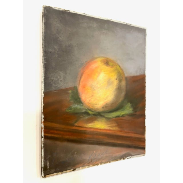 Mona L Hurier Impressionist French Still Life Fruit Peach Pastel on Board For Sale - Image 4 of 7
