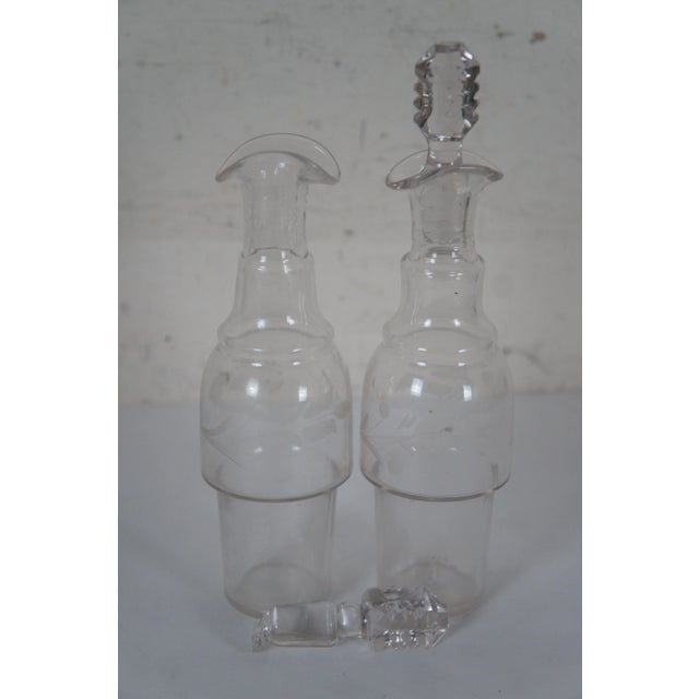 Antique Reed & Barton Silver Plate Etched Glass Cruet Condiment Caddy Set- 6 Pieces For Sale - Image 9 of 12