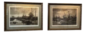 Large Frame with Glass by Ernest Stanton, Set of 2