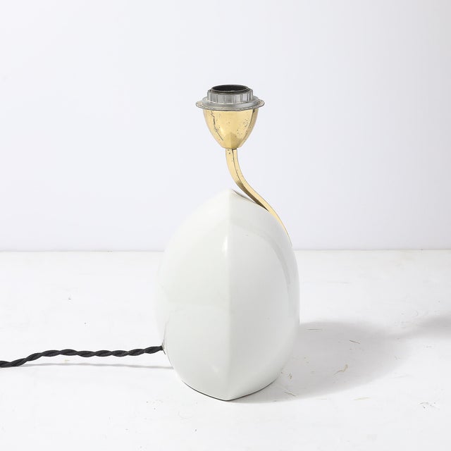 Mid-Century White Ceramic & Polished Brass Sculptural Table Lamps by Lumi Murano For Sale - Image 13 of 13