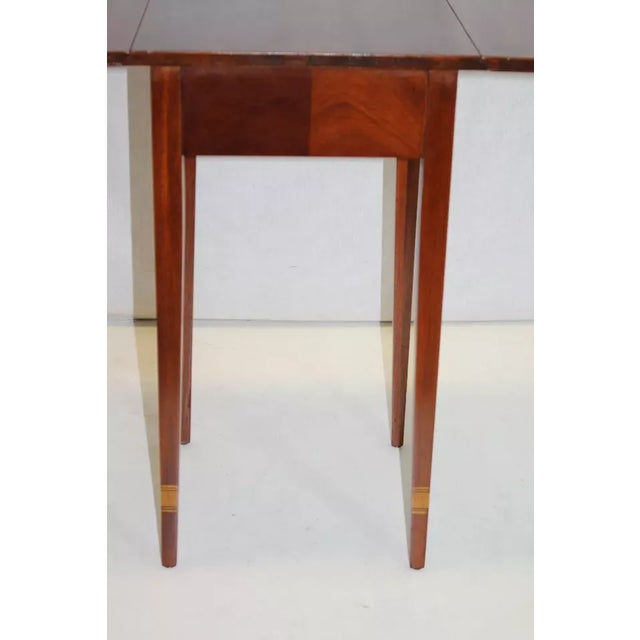 English Inlaid Drop Leaf Table W Leather Front Drawer by Stiehl New York For Sale - Image 9 of 10