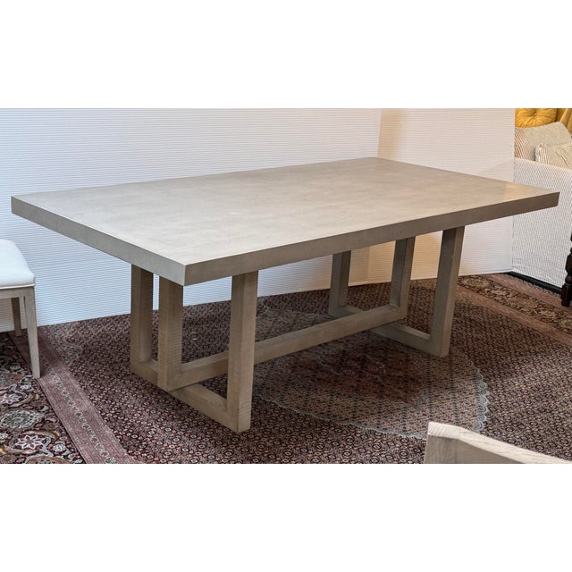 Restoration Hardware Restoration Hardware Heston Dining Table + Eight Linen Dining Chairs, Set For Sale - Image 4 of 12