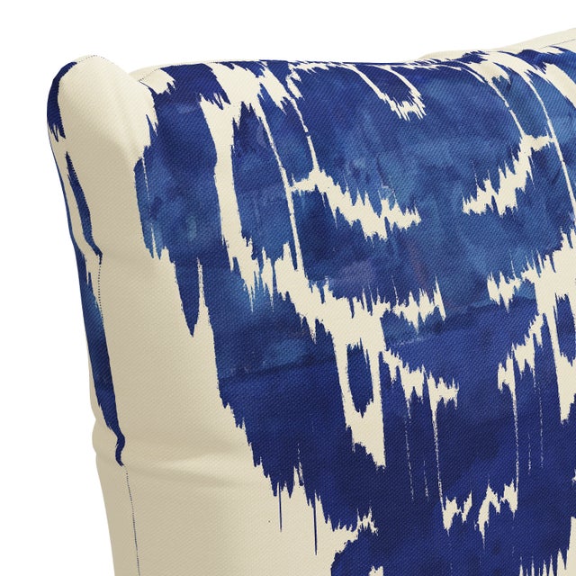 Not Yet Made - Made To Order 22" Indoor/Outdoor Pillow in Blue Ikat Medallion For Sale - Image 5 of 6