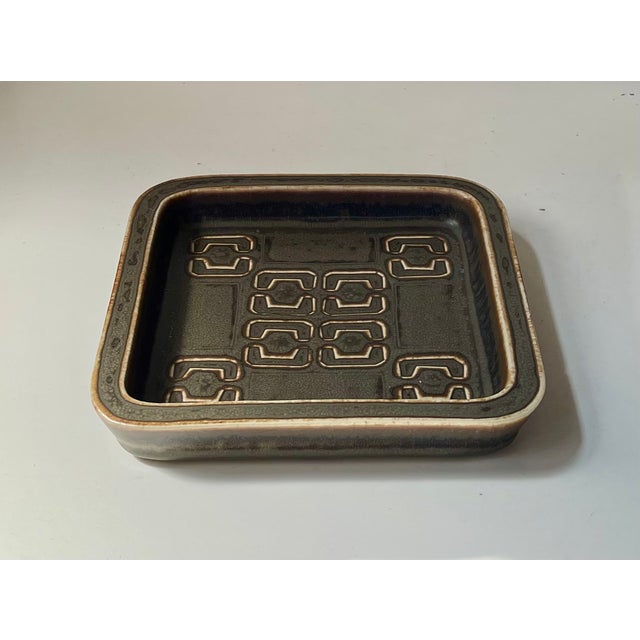 Cubist Glazed Stoneware Dish by Valdemar Petersen for Bing & Grondahl, 1960s For Sale - Image 6 of 9