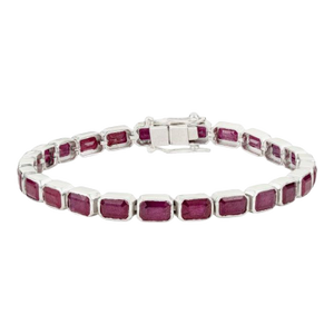 Ruby Octagon Cut Tennis Bracelet in 925 Sterling Silver