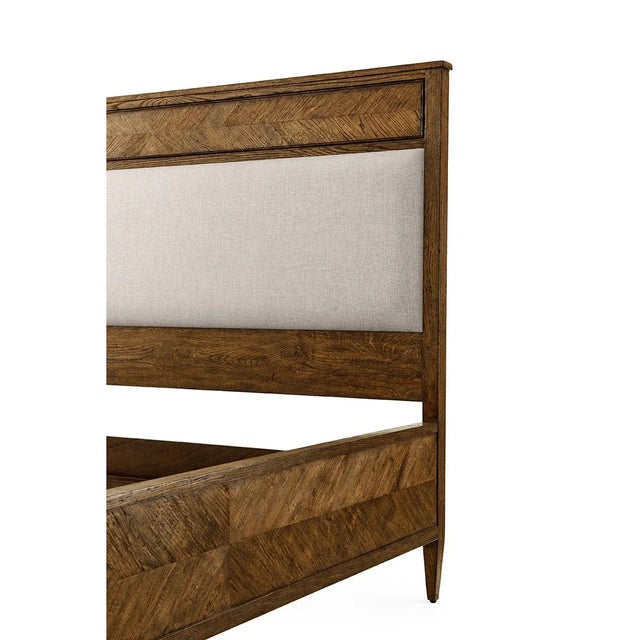 Herringbone Parquetry King Bed - Dark Oak For Sale - Image 4 of 8
