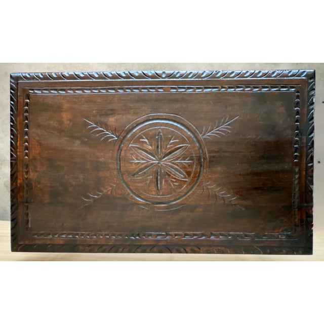 Spanish 19th Baroque Spanish Side Table with Lyre Legs and Carved Edges For Sale - Image 3 of 18