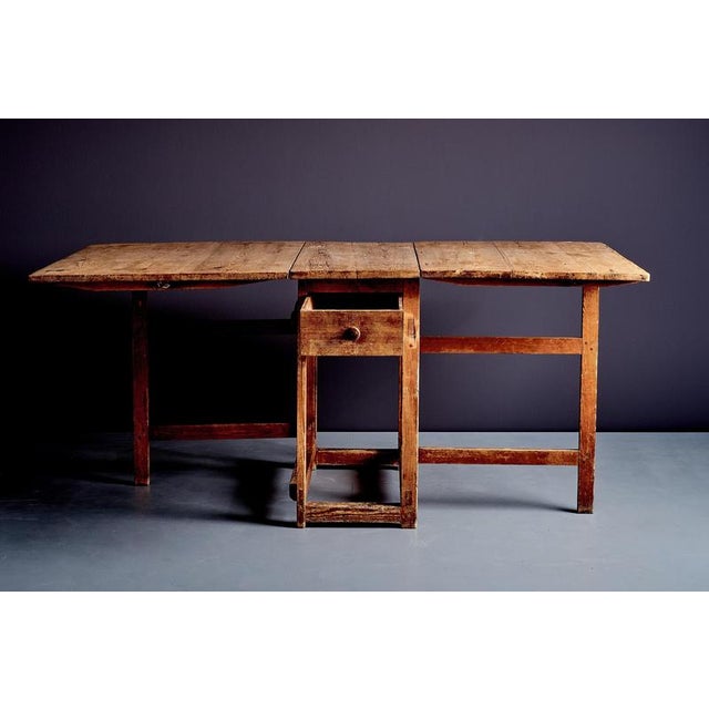 Rustic Pine Slagbord with Two Folding Leaves, Sweden, 1900s For Sale - Image 9 of 16