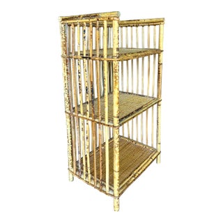 Vintage Coastal Bamboo Shelf For Sale