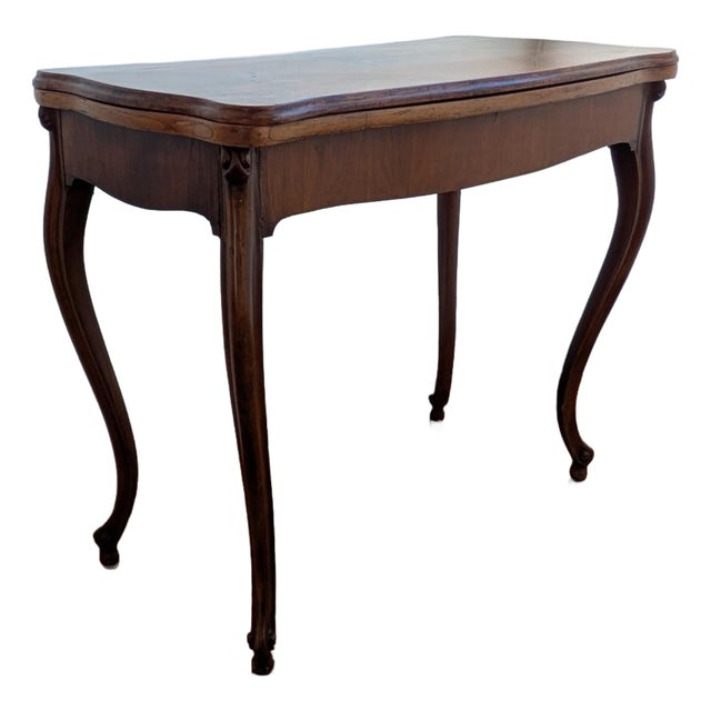 Mid 20th Century French Curved Leg Table (Coverts Into Larger Card Table) For Sale