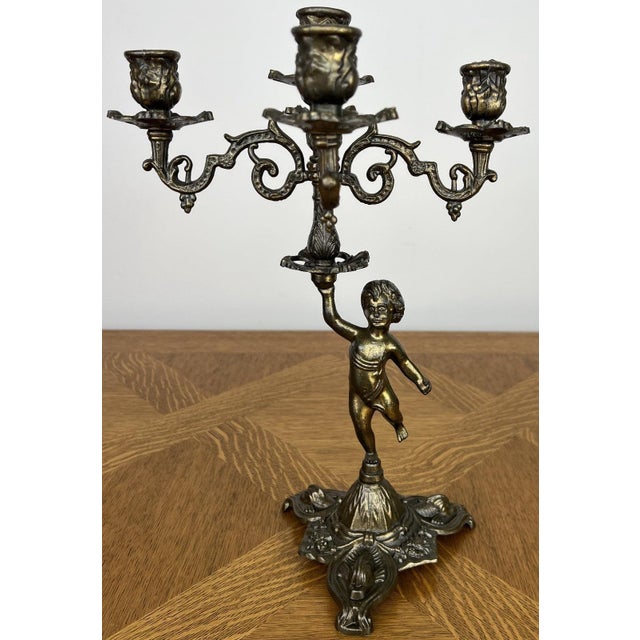 Vintage French Cherub Ornate Candleholder For Sale - Image 13 of 13