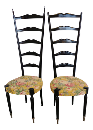 Mid-Century Modern Ladder Back Dining Chairs, 1970s, Set of 2