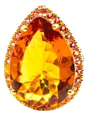 Bochic "Orient" Vintage Sapphire & Orange Citrine Ring Set In 18K Gold & Silver