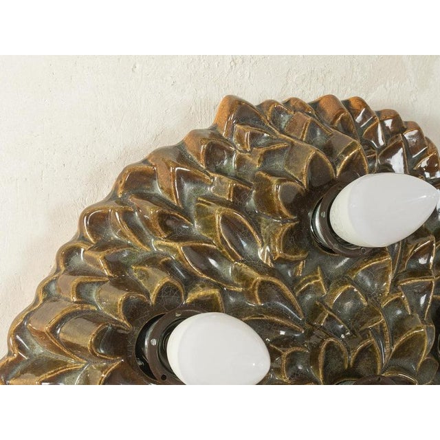Ceramic Vintage Ceramic Wall Lamp with Floral Ornamentation, 1970s For Sale - Image 7 of 8