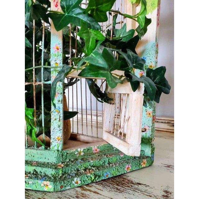 Whimsy Chic Decorative Distressed Painted Bird Cage For Sale In Dallas - Image 6 of 11