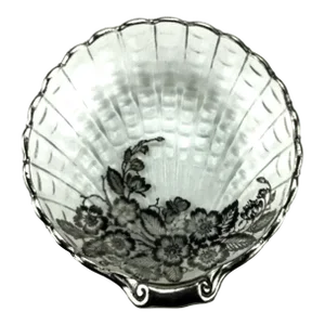 Silver Etched Glass Scallop Trinket Dish