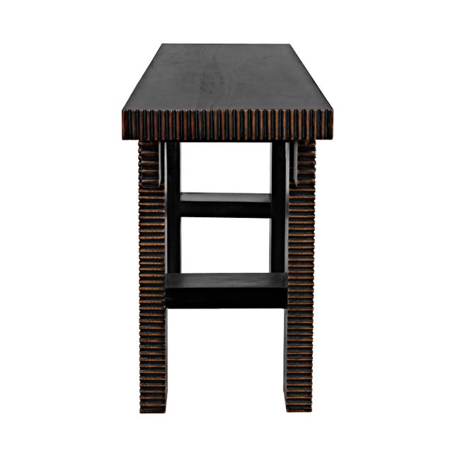 NOIR Nabu Console, Hand Rubbed Black with Light Brown Trim For Sale In Los Angeles - Image 6 of 9