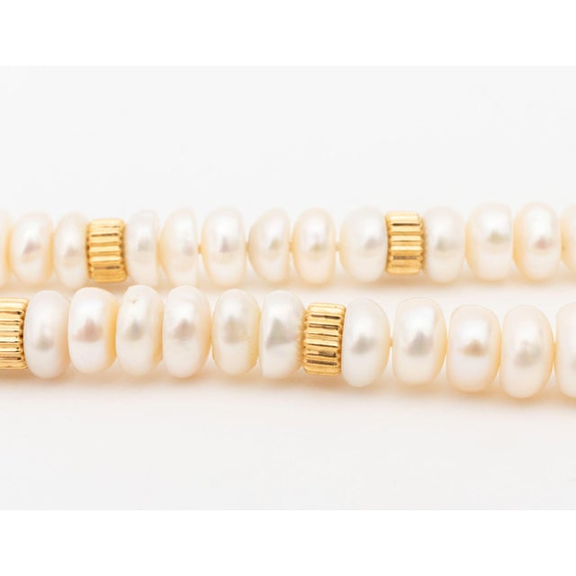 Late 20th Century 18k Rose Gold, Multicolor Gemstones, and Button Pearl Necklace For Sale - Image 5 of 8