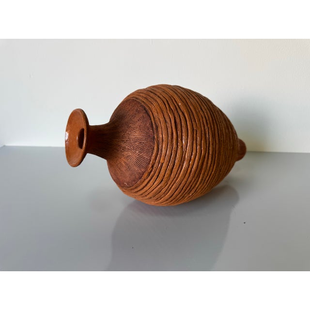 Vintage Organic Texture Studio Pottery Bud Vase, Signed LJM For Sale In Miami - Image 6 of 12