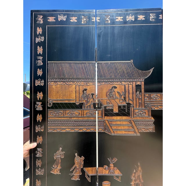 Maitland Smith Coromandel Chinoiserie Eight Panel Screen For Sale In Detroit - Image 6 of 15