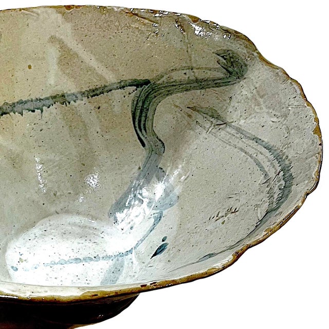 Gray Monumental Brutalist Slab Studio Pottery Bowl With Abstract Decoration For Sale - Image 8 of 11
