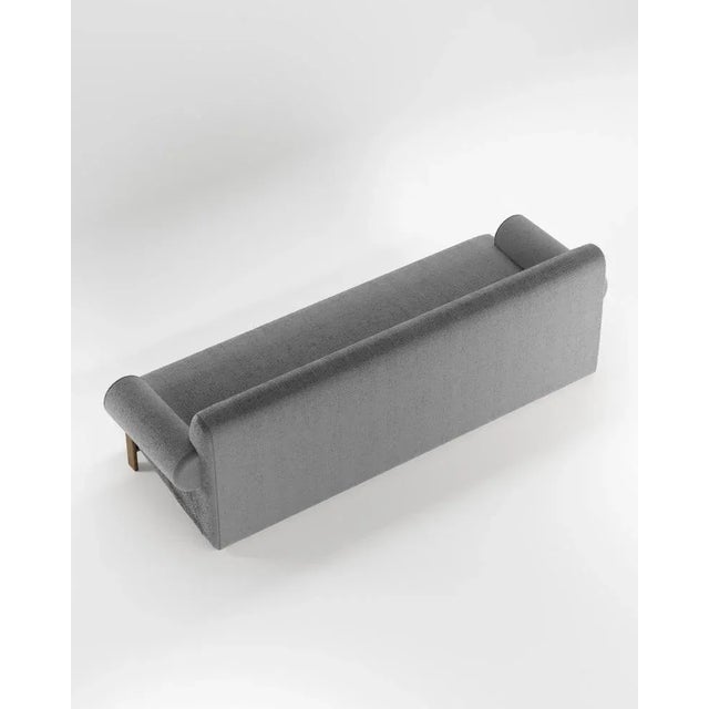 Paloma Sofa in Boucle Charcoal and Smoked Oak by Bernhardt & Vella for Collector For Sale - Image 4 of 5