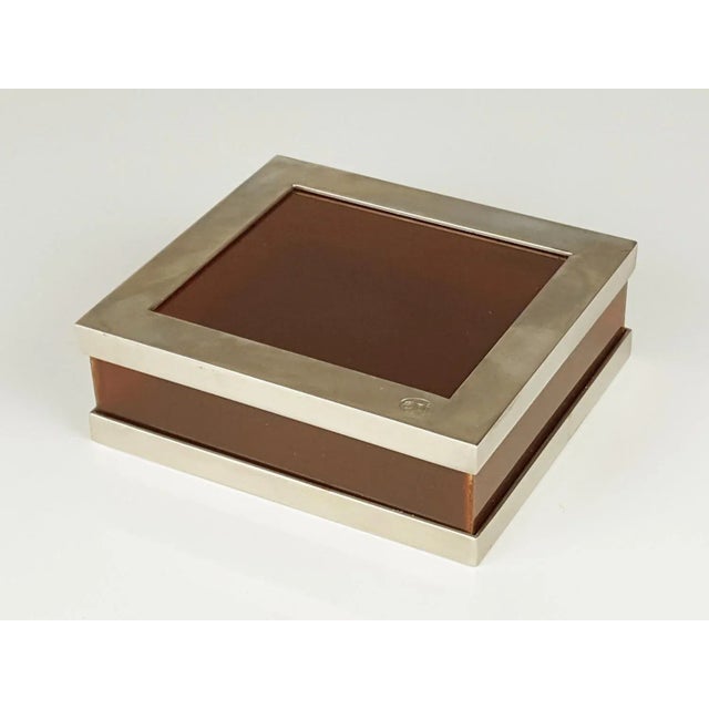 Vintage Italian Nickel Plated Metal and Plastic Box, 1960s For Sale - Image 4 of 8
