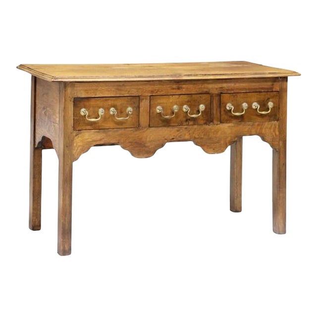 Antique Georgian Oak Lowboy With Scalloped Apron, Late 18th/Early 19th Century For Sale