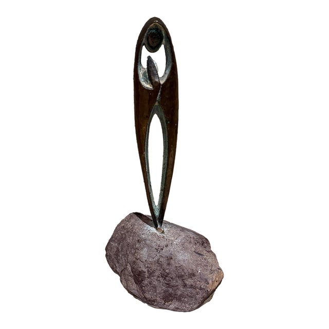 1970s Republic Ireland Modernist Bronze Madonna & Child Sculpture For Sale