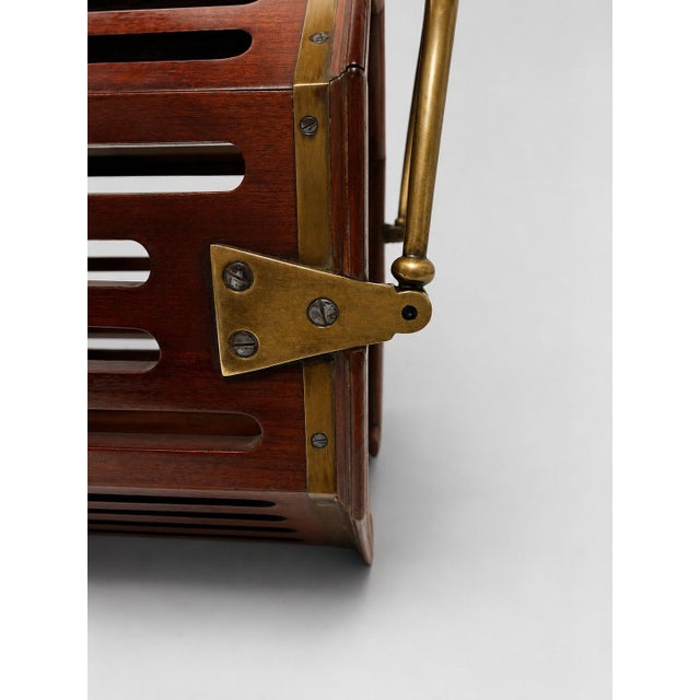 Early 19th Century English Georgian Mahogany and Brass Slatted Plate Bucket For Sale - Image 5 of 8