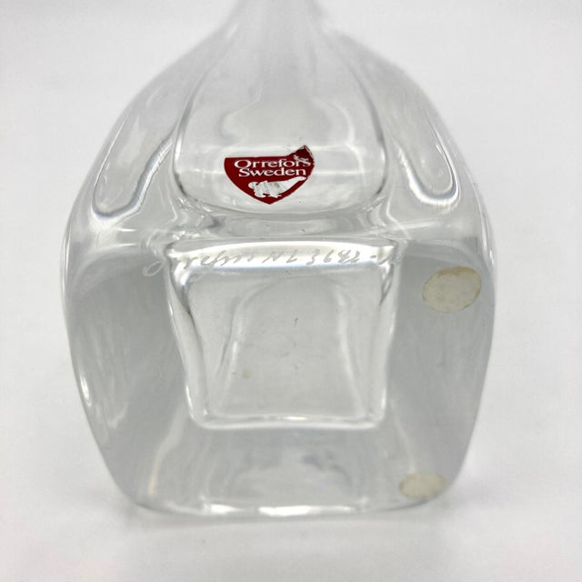 Orrefors Vintage Art Glass Model 3642-12 Vase by Niels Landberg for Orrefors, Sweden, 1980s For Sale - Image 4 of 6