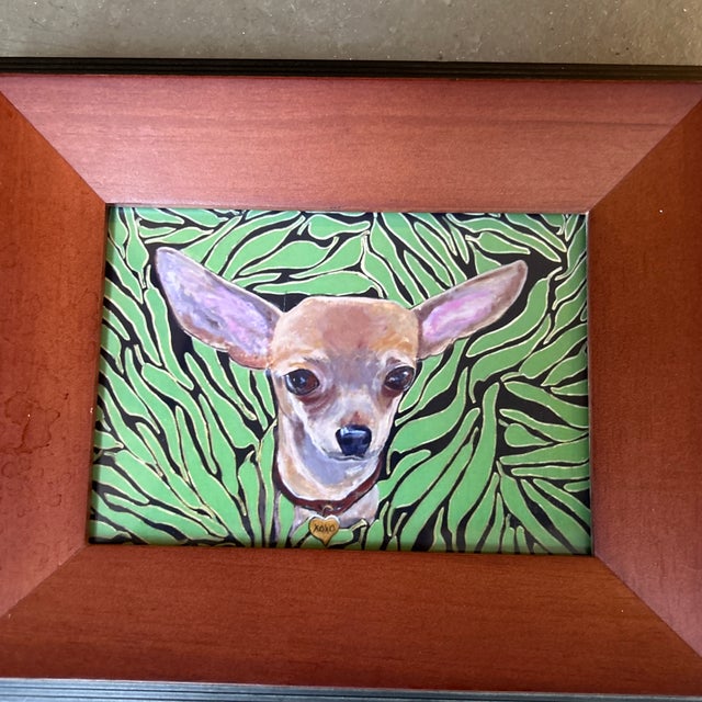 Contemporary chihuahua dog print by Judy Henn. Measures 7x5 / 10.5x8.5 framed. Check out my shop Robins Egg Gallery for more.