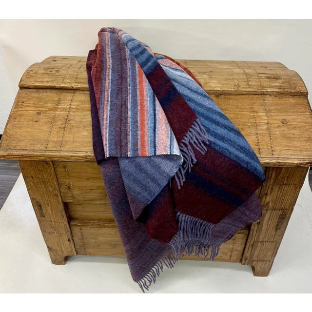 Super Soft Merino Lambswool Throw With a Colorful Retro 70’s Inspired Stripe Pattern - Made in England For Sale - Image 10 of 12