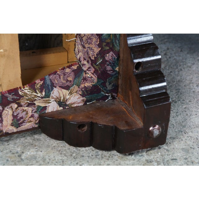 2 Antique Victorian Walnut Tapestry Upholstered Footstools Ottomans Bench Pair For Sale - Image 13 of 18