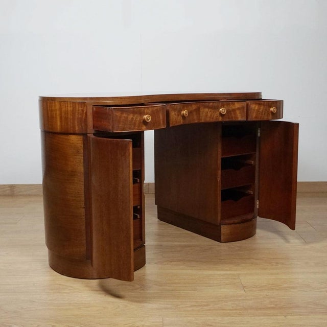 Art Deco Kidney Shaped Desk, 1920s For Sale - Image 4 of 11