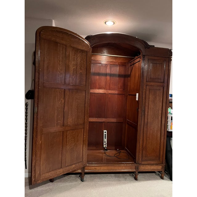 Wood Antique Art Deco Wardrobe With Mirror For Sale - Image 7 of 7