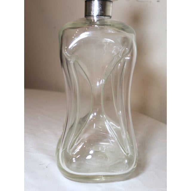 Antique Denmark Hand Blown Glass Sterling Silver Glug Glug Liquor Decanter For Sale In New York - Image 6 of 12