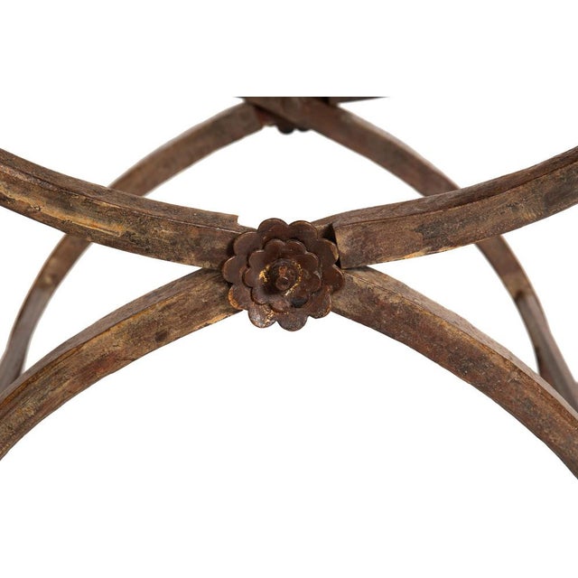 Antique Pair of Wrought-Iron and Leather Savonarola Chairs, Early 20th Century For Sale - Image 18 of 18