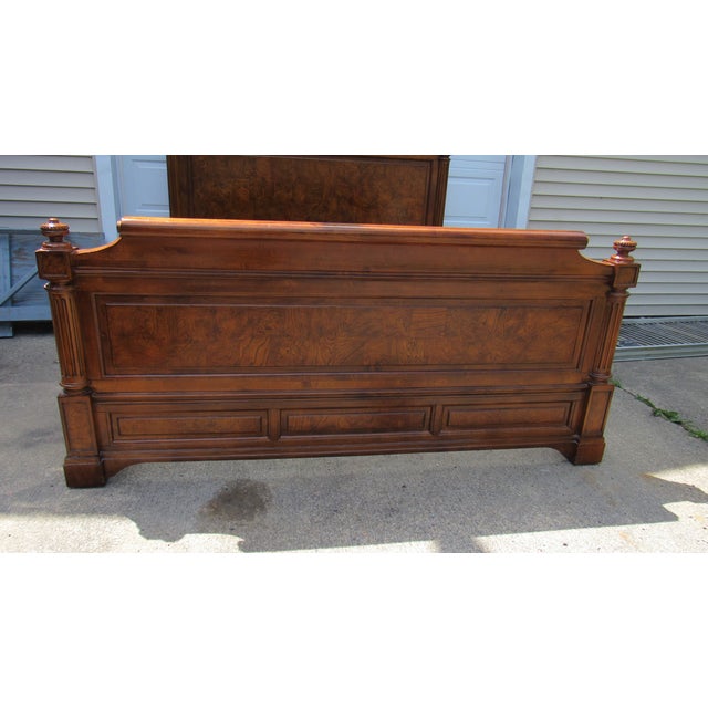 Item: Ethan Allen King Bed Details: Burl Wood Great Designer Look/Quality Piece Poster Bed Rare King Size Signed Ethan...