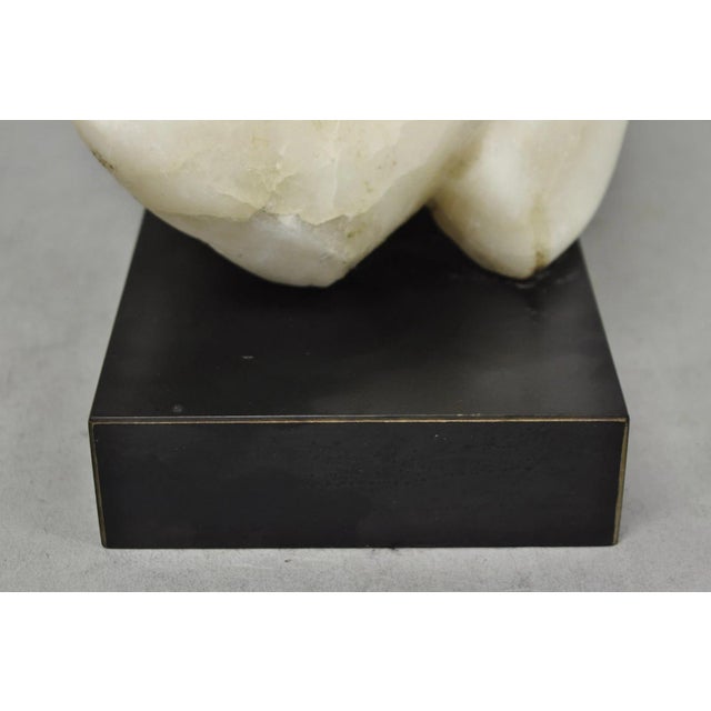 White Vintage Modernist Abstract Carved Alabaster Marble Female Bust Figure Sculpture For Sale - Image 8 of 18