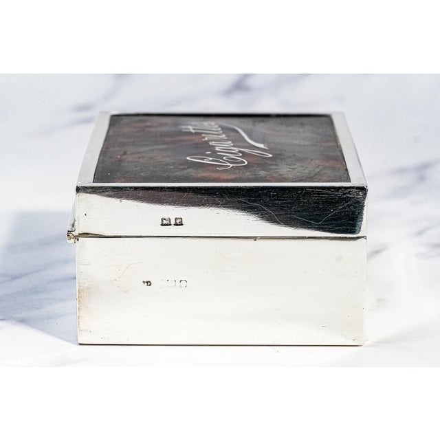 Beautiful Faux Tortoiseshell Antique Sterling Silver Cigarette Box Tobacciana For Sale - Image 13 of 16
