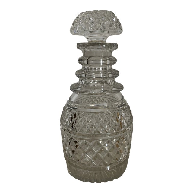 Antique Late 19th Century English Cut Glass Decanter For Sale