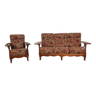 Cushman Paddle Arm Sofa & Chair Set With Original Cushions For Sale