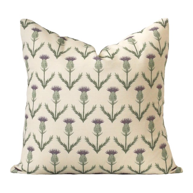 Lauren Servati Textiles, Thistle // Fig Pillow, 20"x20" For Sale